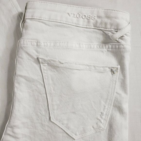 Vigoss Womens Jeans Size 28 L27 The Thompson Tomboy White Distressed Ripped Mid - Picture 6 of 12